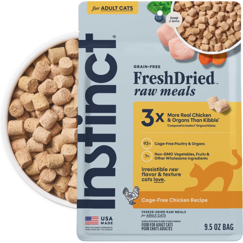 Nature's Variety Instinct 269g ((Raw Meals)) Freeze-Dried ((Cage-Free Chicken Recipe)) Adult Cats 本能 凍乾生肉主食糧 成貓 走地雞配方 9.5oz (614074) 新舊包裝隨機 (EXP: 21/6月/2028) Nature's Variety Instinct 269g ((Raw Meals)) Freeze-Dried ((Cage-Free Chicken Recipe)) Adult Cats 本能 凍乾生肉主食糧 成貓 走地雞配方 9.5oz (614074) 新舊包裝隨機 (EXP: 21/6月/2028)